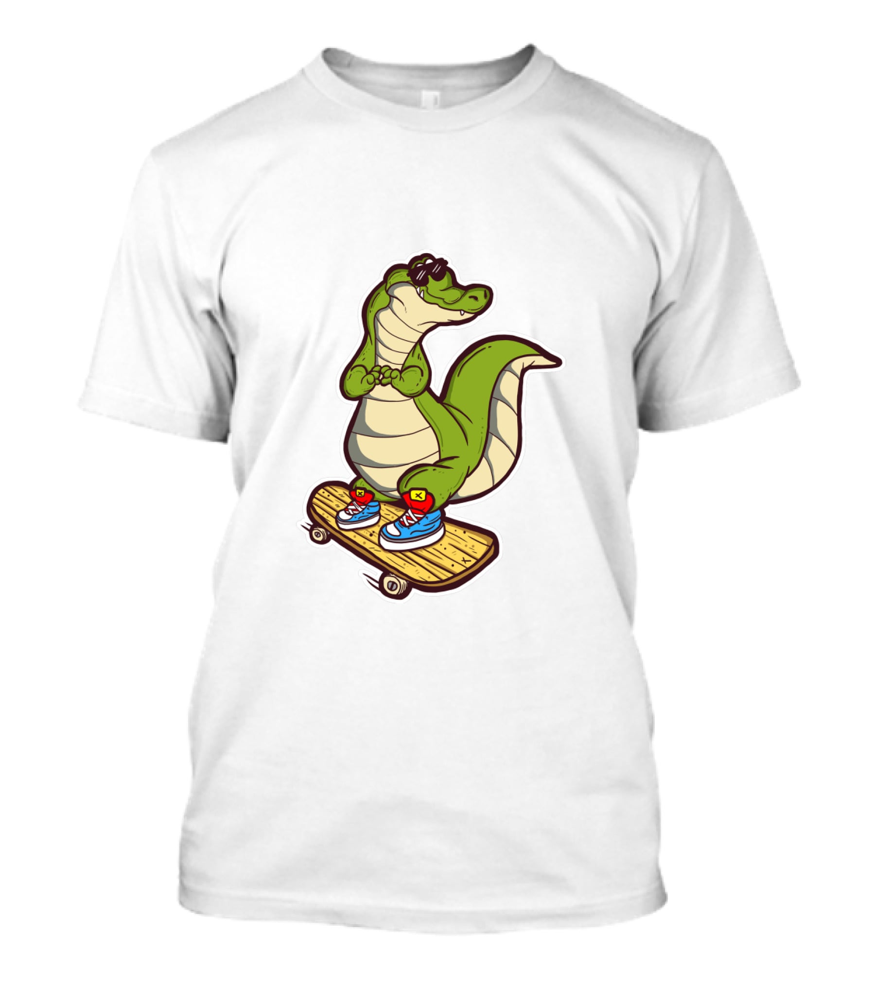 Crocodile Skates On Skateboard With Sneakers And Sunglasses T-Shirt