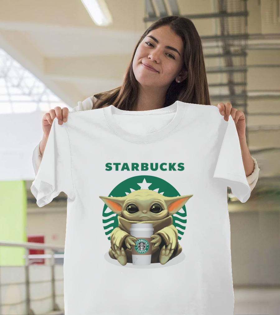 Baby Yoda Starbucks Coffee Icon Crossover T-Shirt