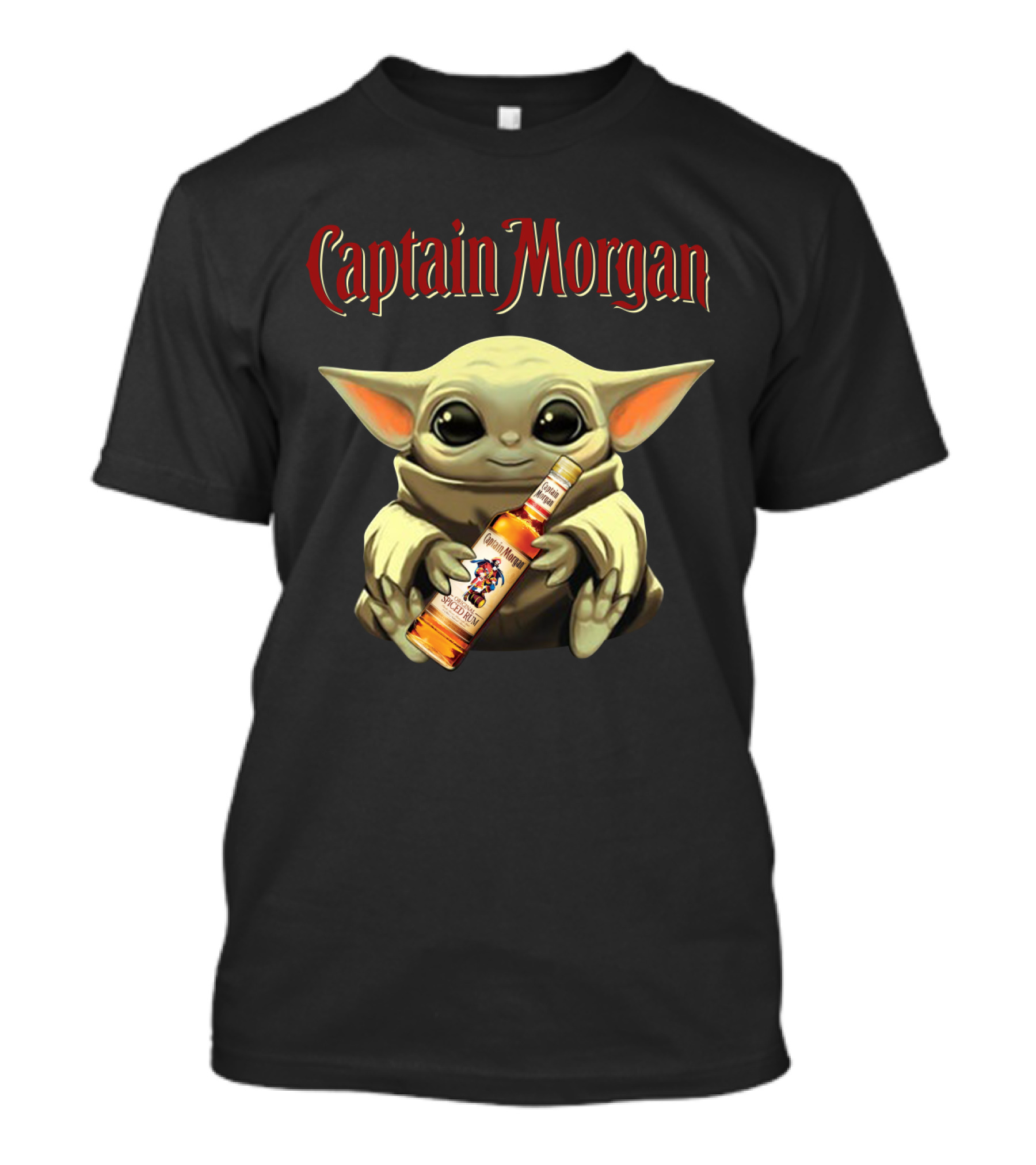 Captain Morgan Baby Yoda Holding Rum Bottle T-Shirt