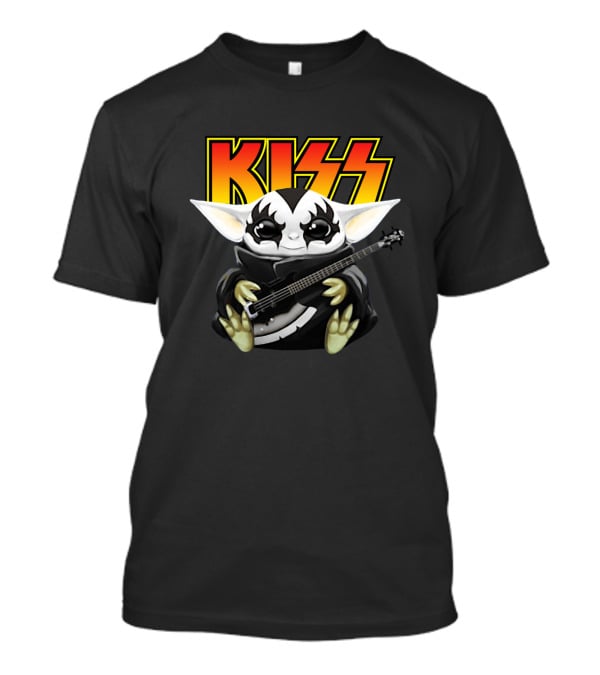 Baby Yoda Kiss Rock Bass Player T-Shirt