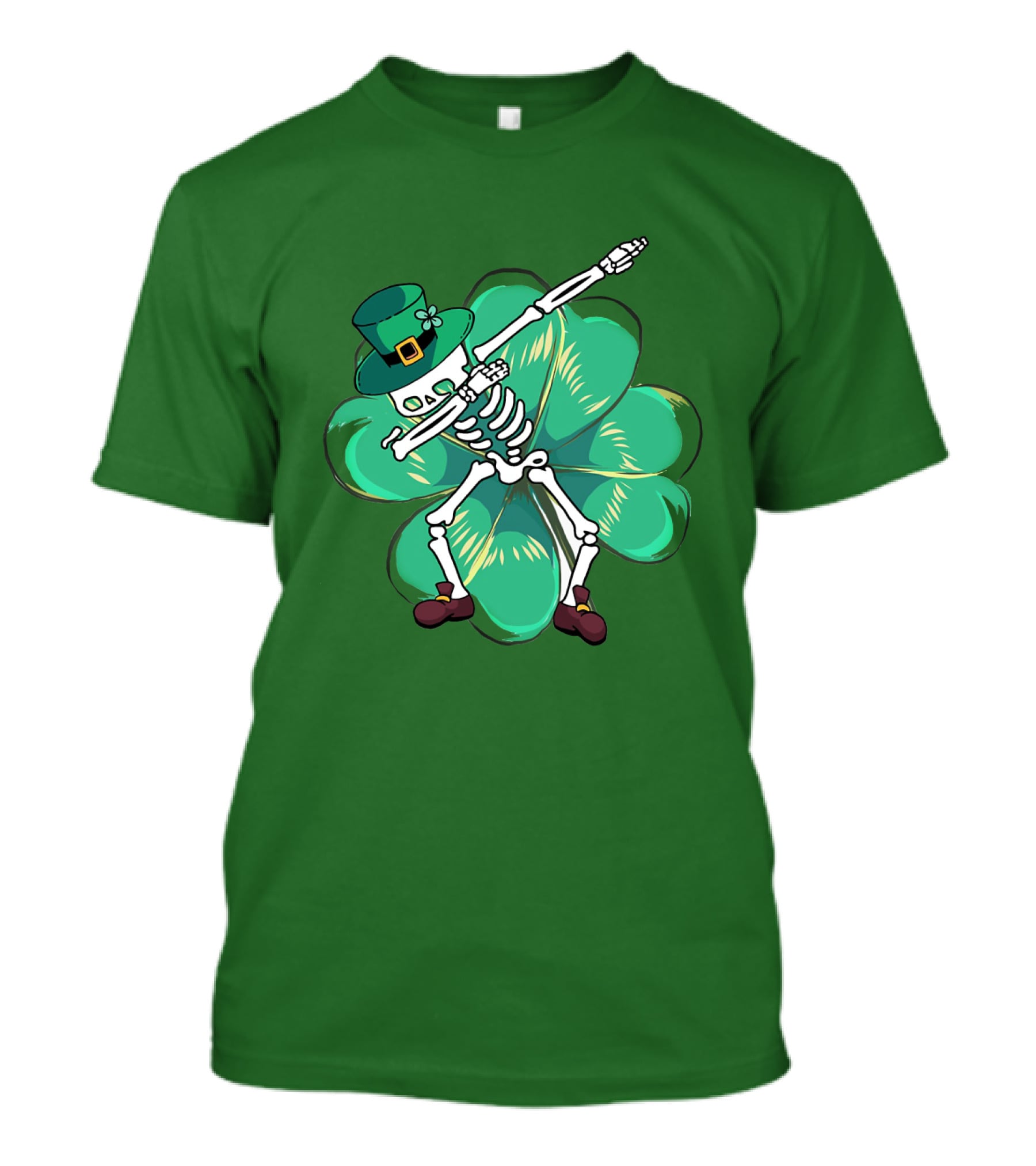 St Patrick's Day Skeleton Dabbing Leprechaun Clover T-Shirt