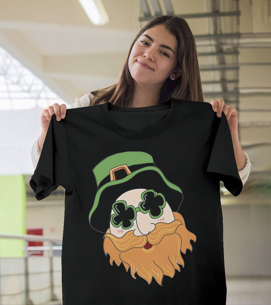 Green Hat Lucky Shamrock Beard T-Shirt