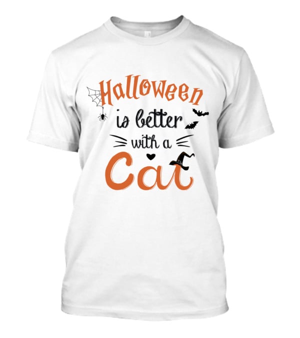 Halloween Is Better With A Cat Spider Bat Hat T-Shirt