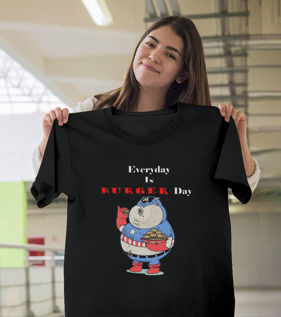 Everyday Is Burger Day Fat Captain America T-Shirt