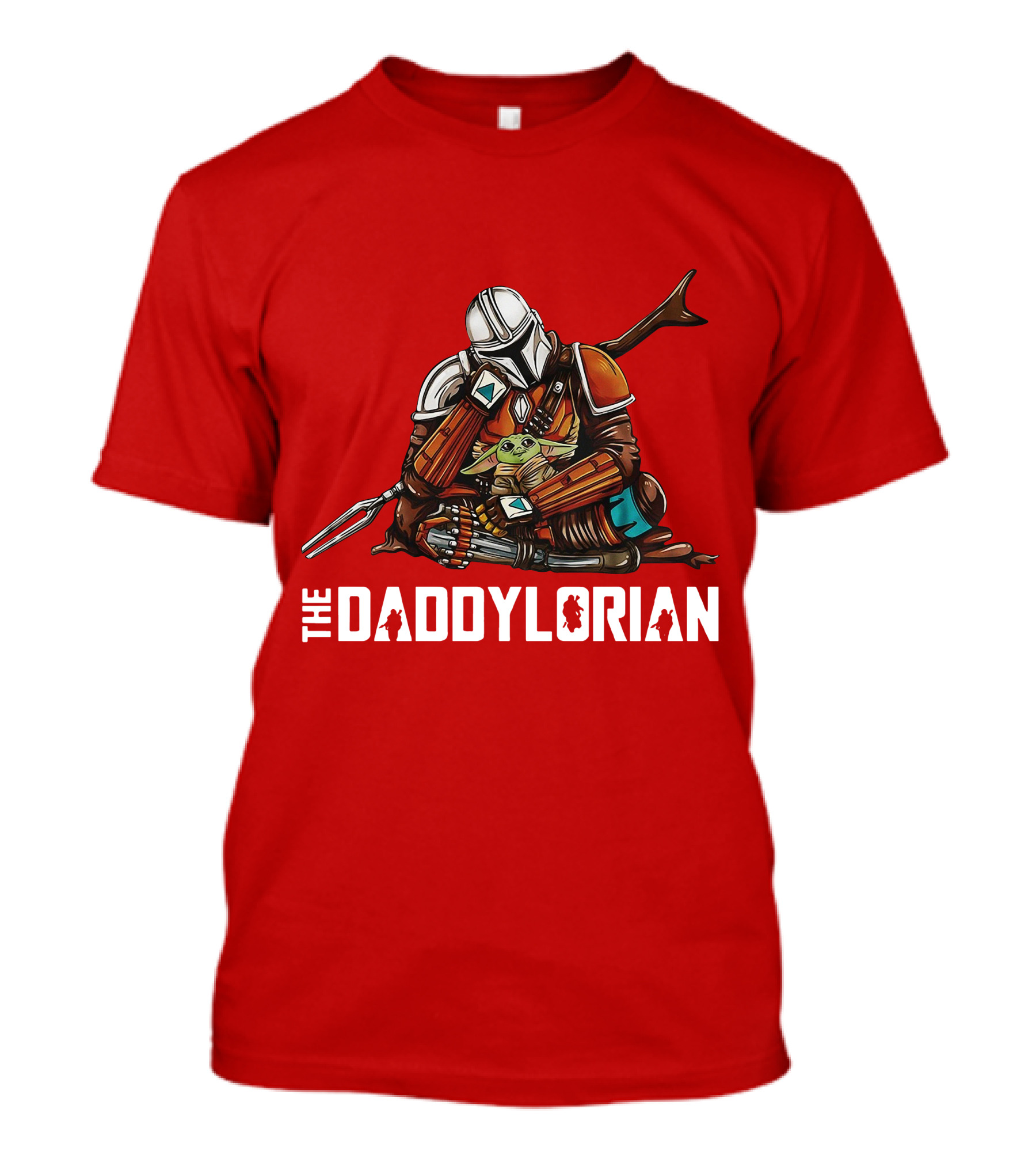 The Daddy Lorian Star Wars Mandalorian With Baby Yoda Grogu Hugging T-Shirt