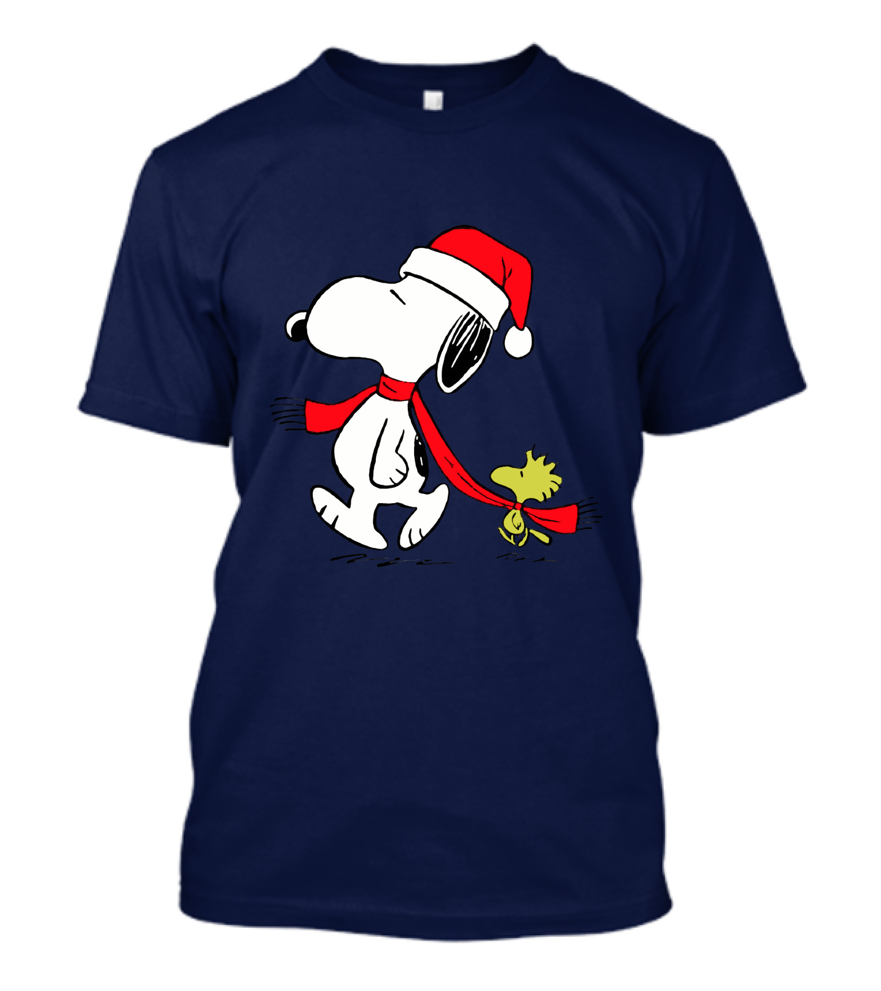Snoopy Santa Hat And Woodstock Christmas Peanuts Scarf T-Shirt