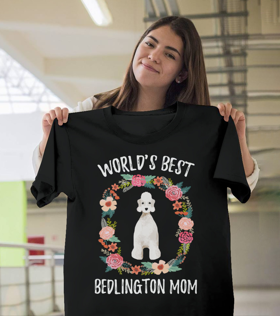 WORLD'S BEST BEDLINGTON MOM FLORAL DOG T-Shirt