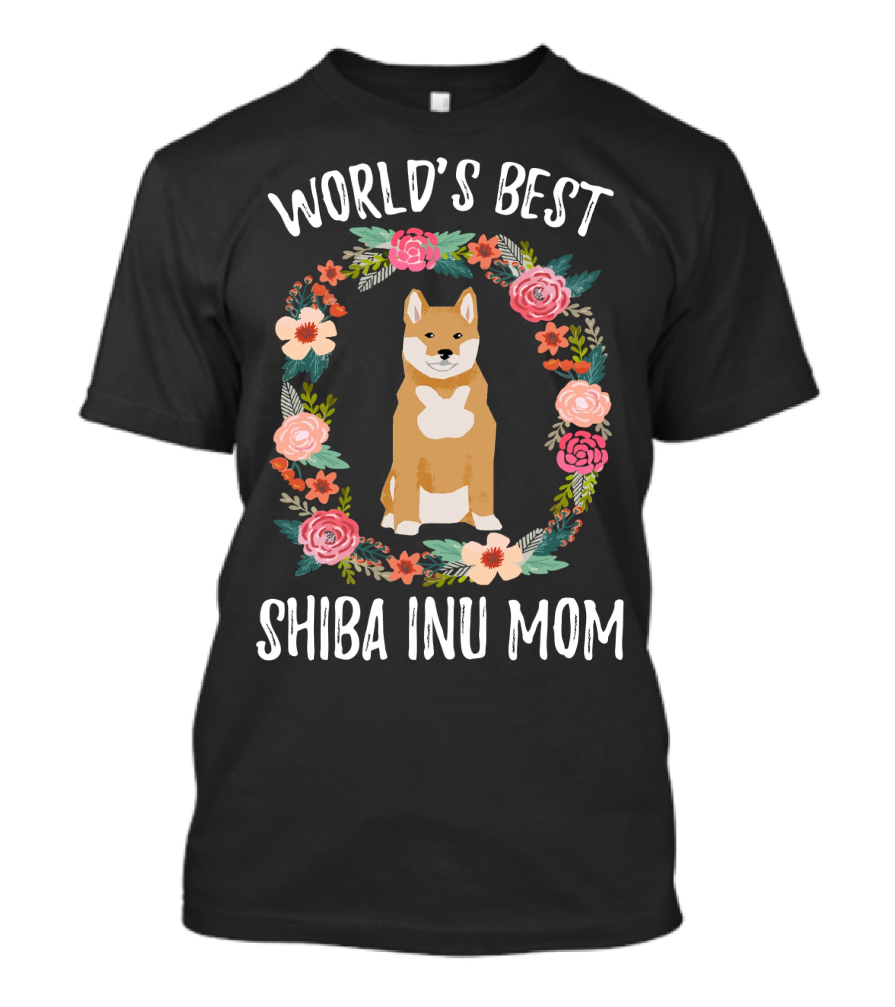 World's Best Shiba Inu Mom Floral T-Shirt