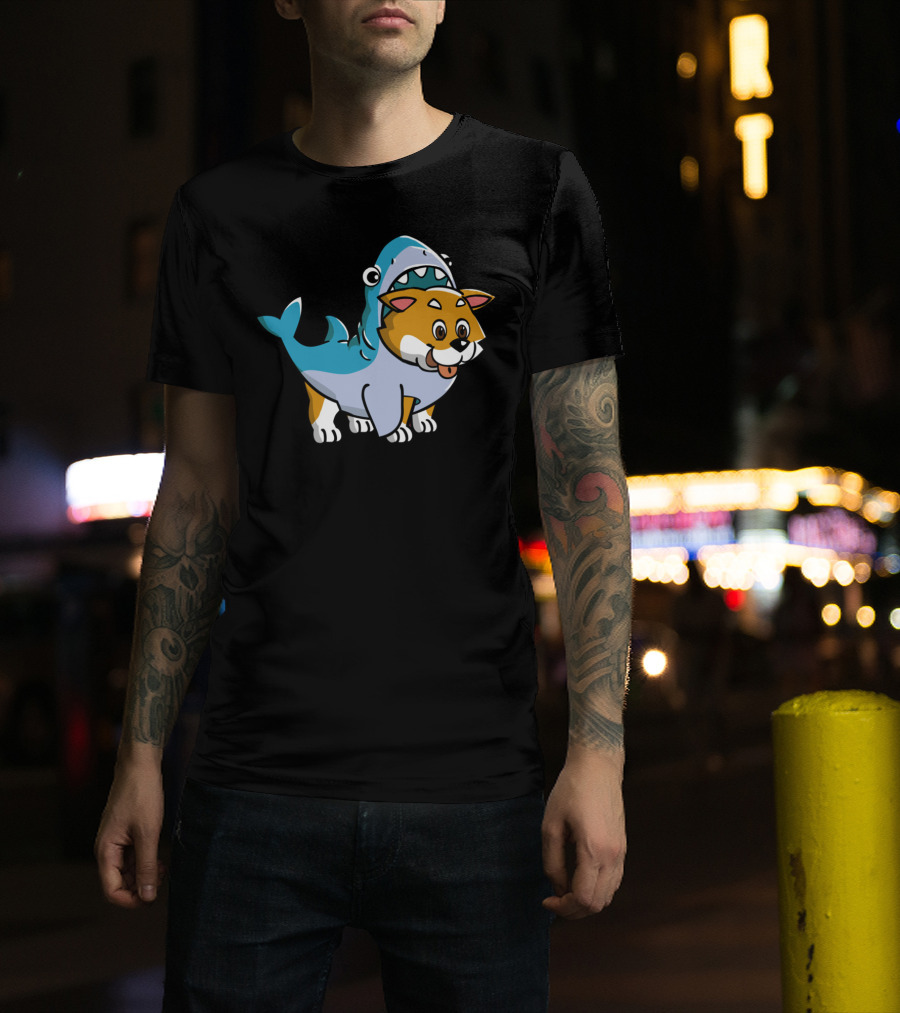 Shiba Inu Shark Costume Fusion Fun T-Shirt