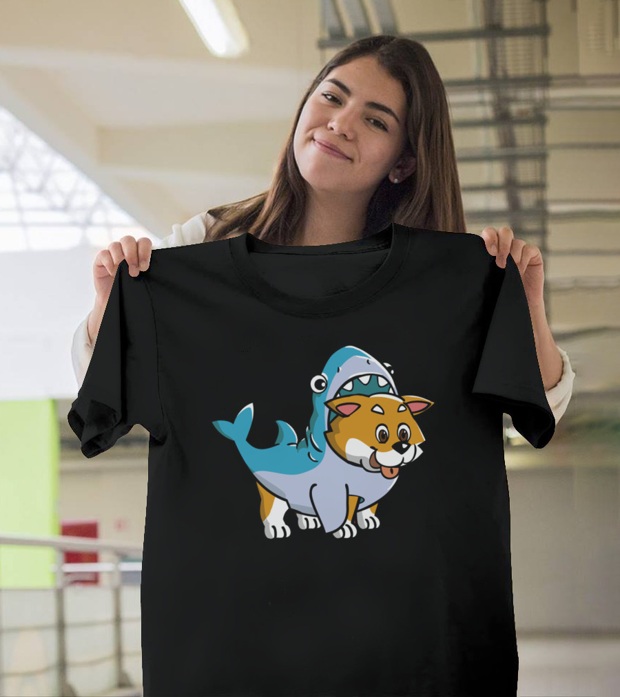 Shiba Inu Shark Costume Fusion Fun T-Shirt