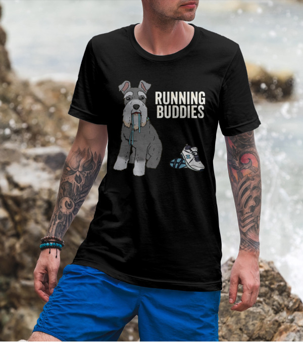 Schnauzer Running Buddies With Athletic Shoes And Laces T-Shirt