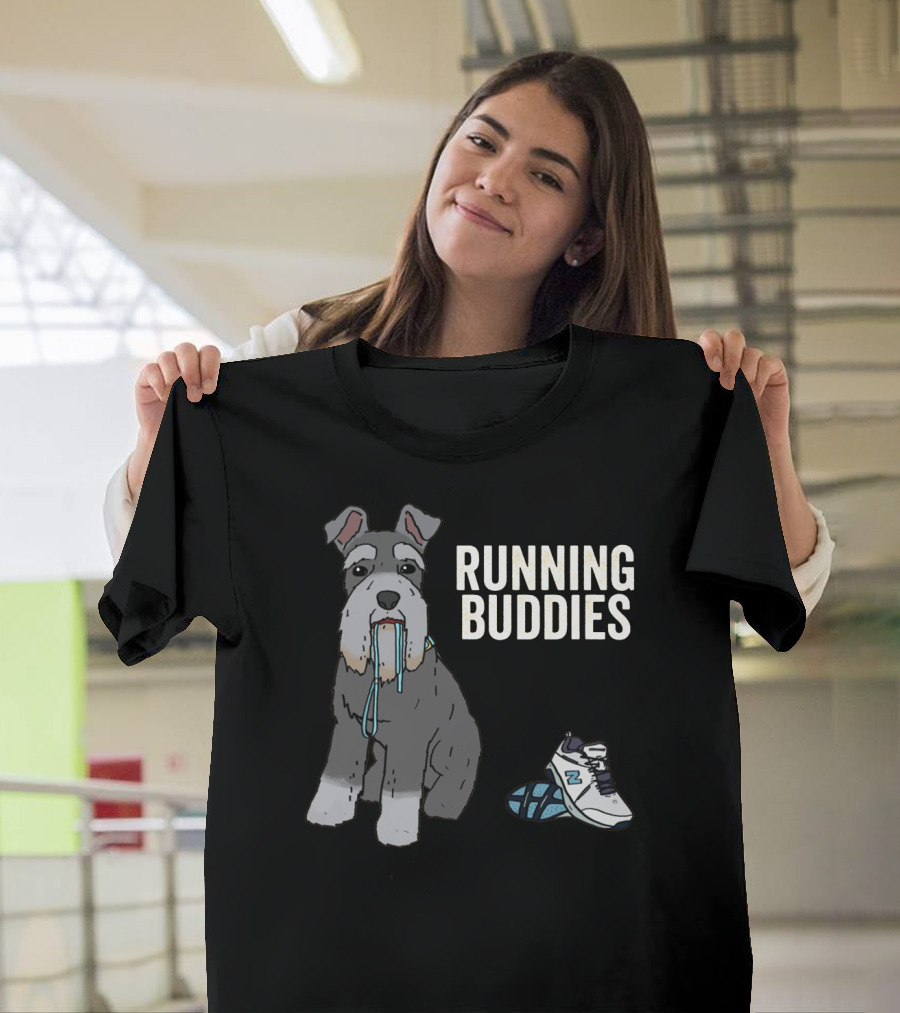 Schnauzer Running Buddies with Athletic Shoes and Laces T-Shirt