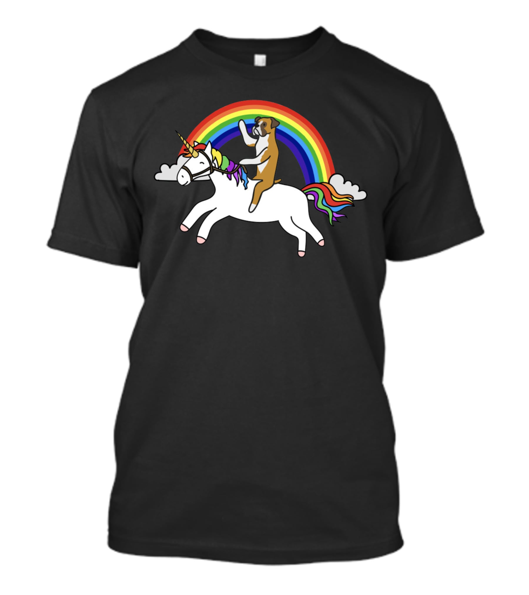 Boxer Dog Riding Unicorn T-Shirt