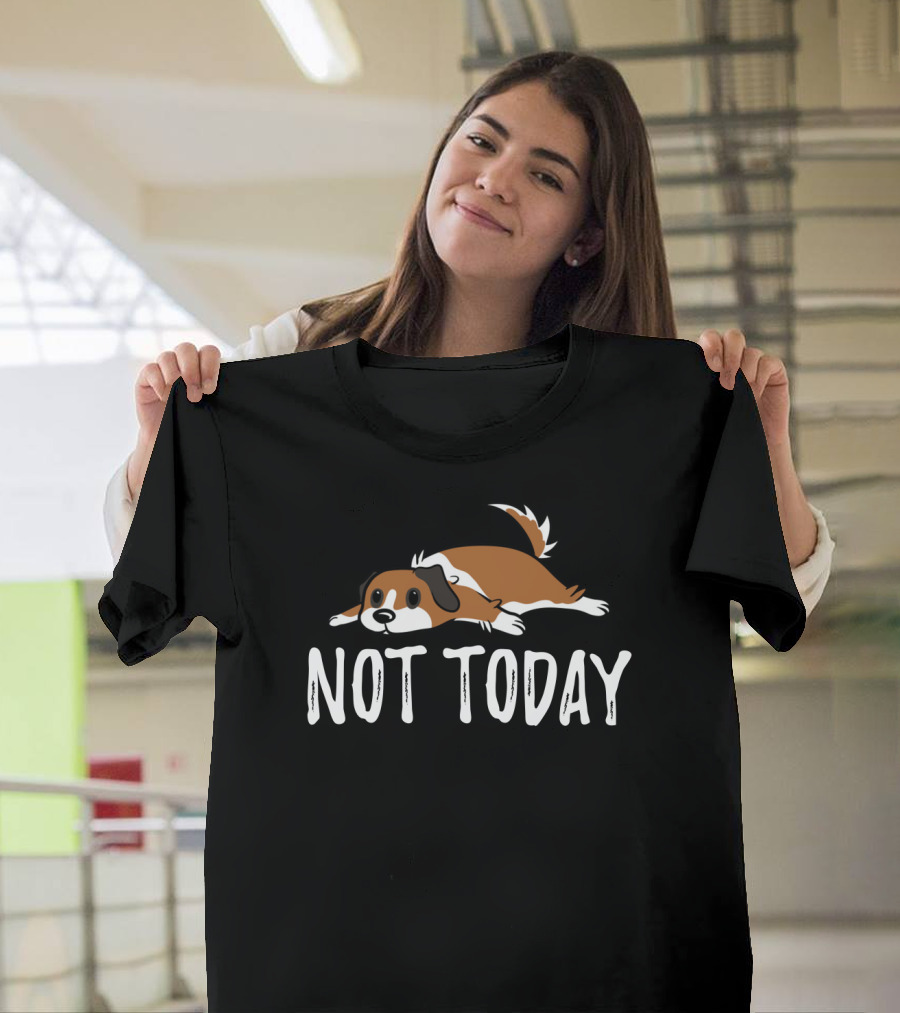 Not Today Funny St Bernard Illustration Lying Down T-Shirt