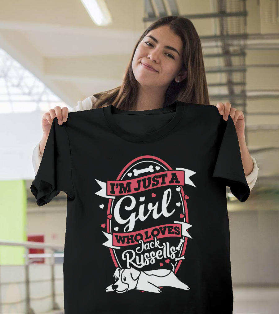 I'm Just a Girl Who Loves Jack Russells with Heart and Bone Accents T-Shirt