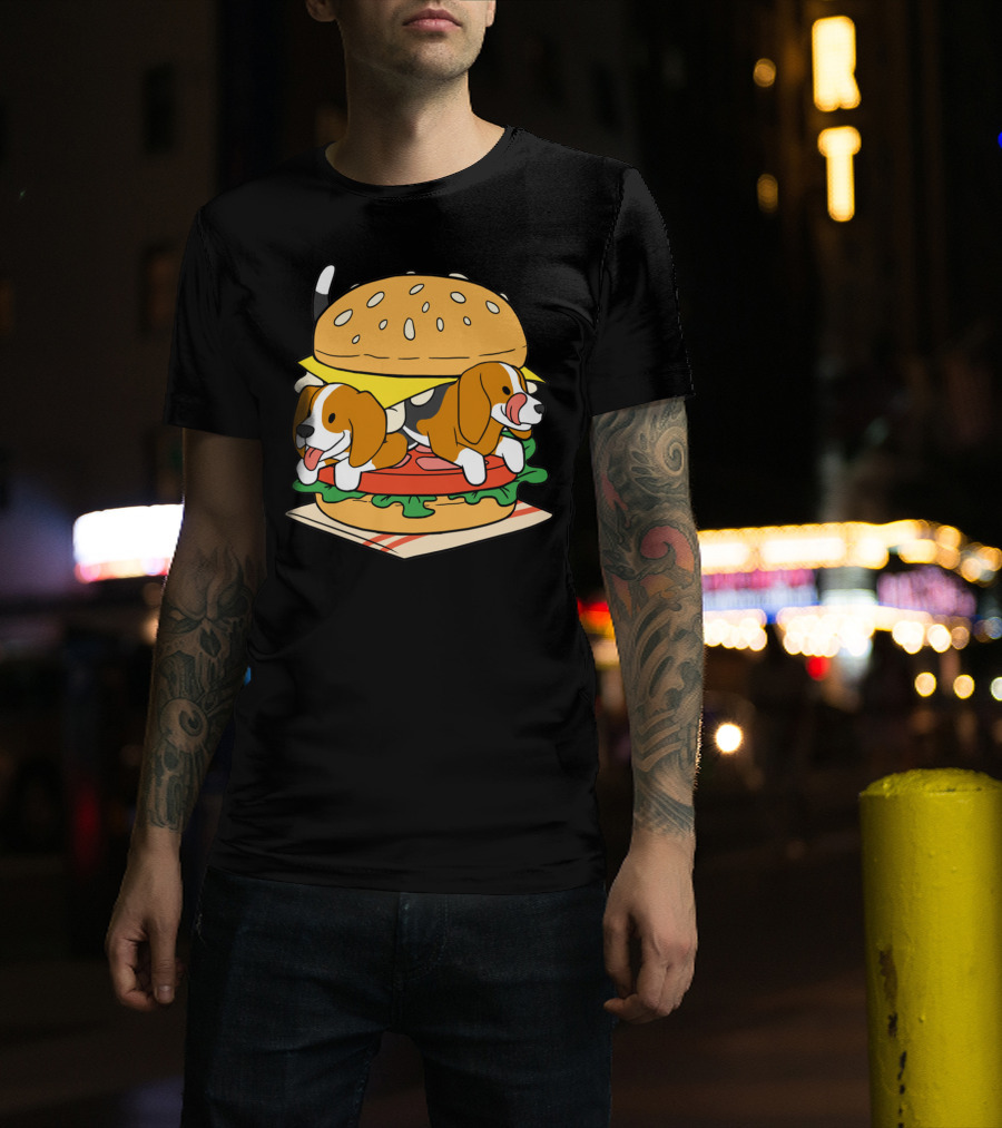 Beagle Burger Cuteness With Cheese, Lettuce, And Tomato T-Shirt