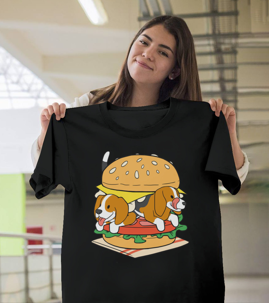 Beagle Burger Cuteness With Cheese, Lettuce, And Tomato T-Shirt