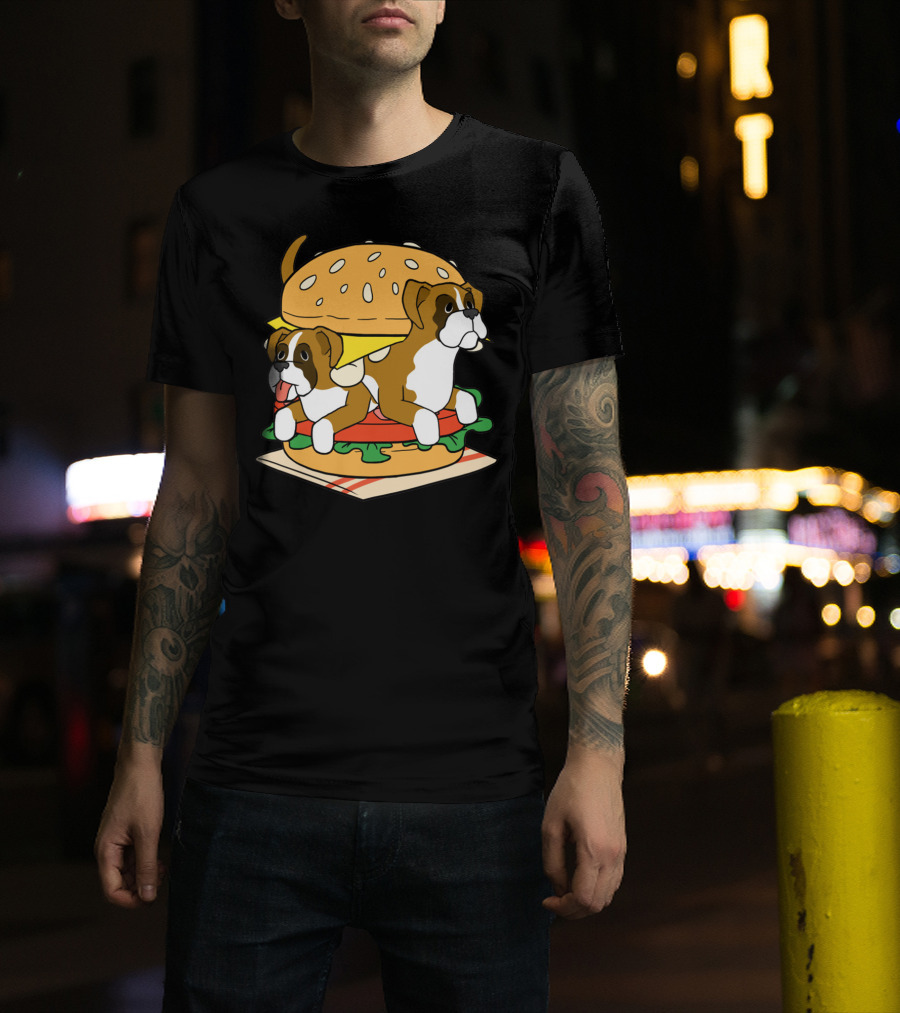 Boxer Dogs Stacked In Cheeseburger Delight T-Shirt