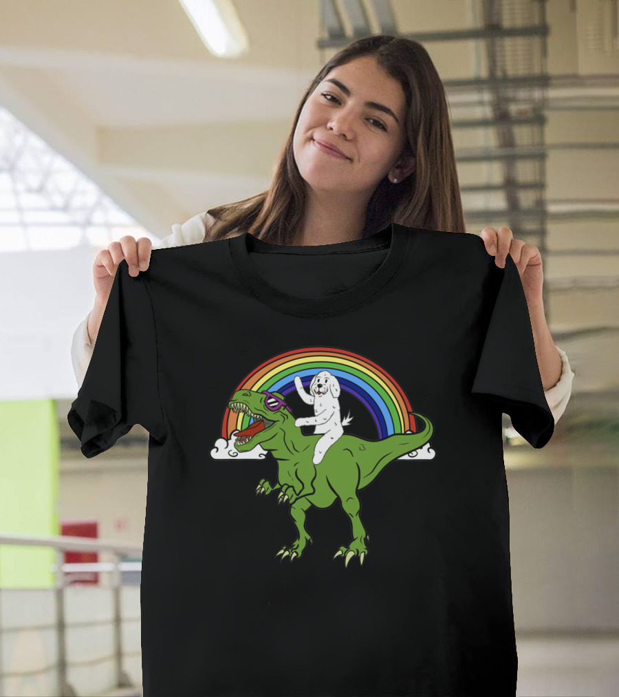 Bichon Frise Riding Tyrannosaurus T-Shirt