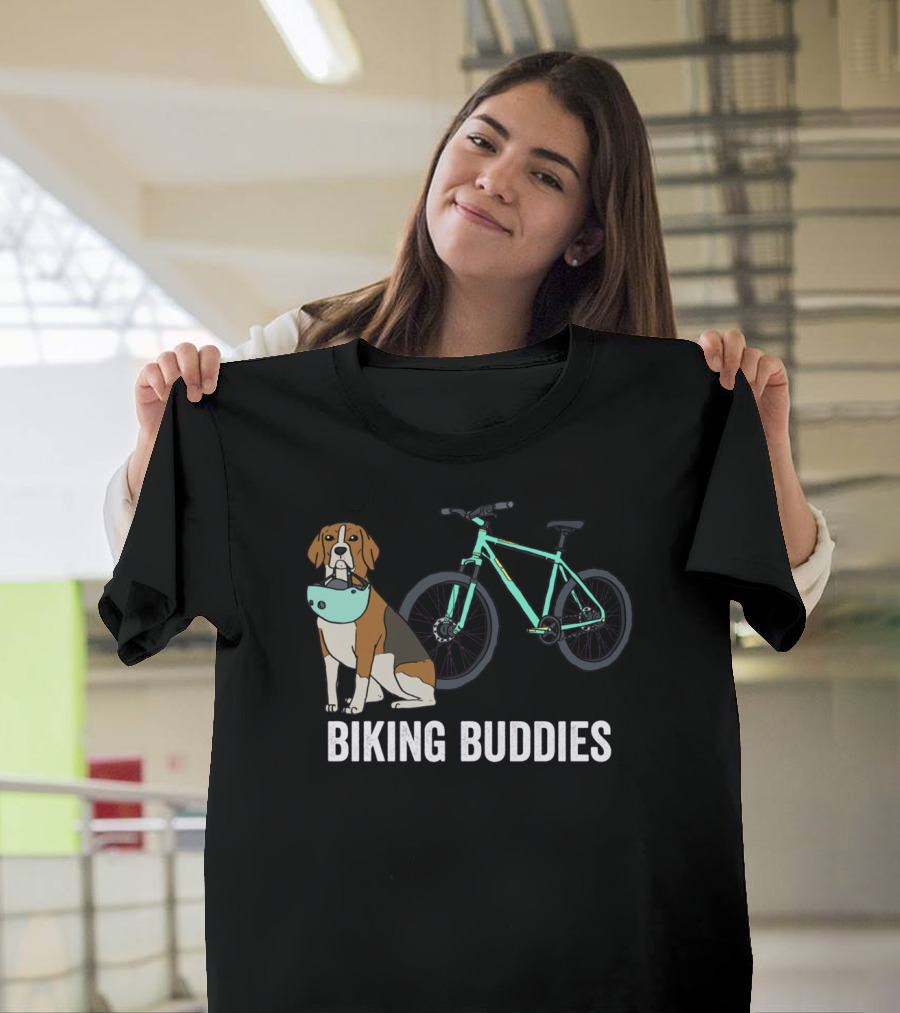 BEAGLE BIKING BUDDIES WITH TEAL BICYCLE T-Shirt
