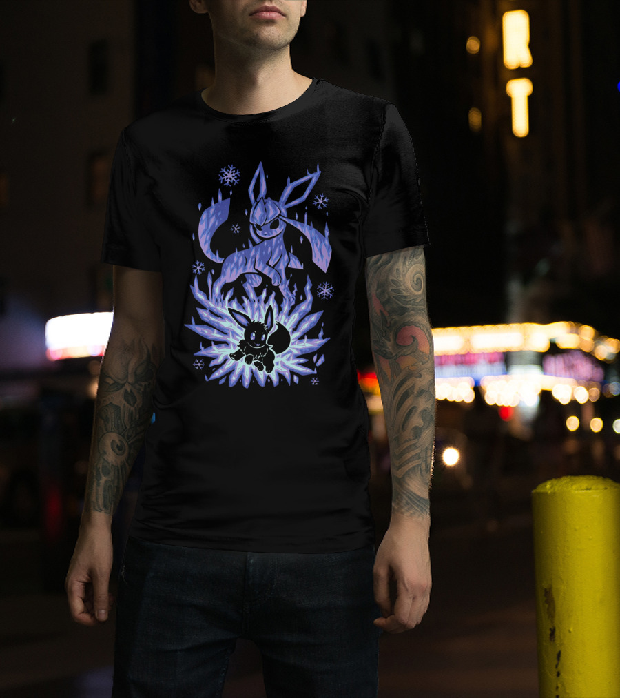 Evolution Pokemon Glaceon Ice Form Transformation T-Shirt