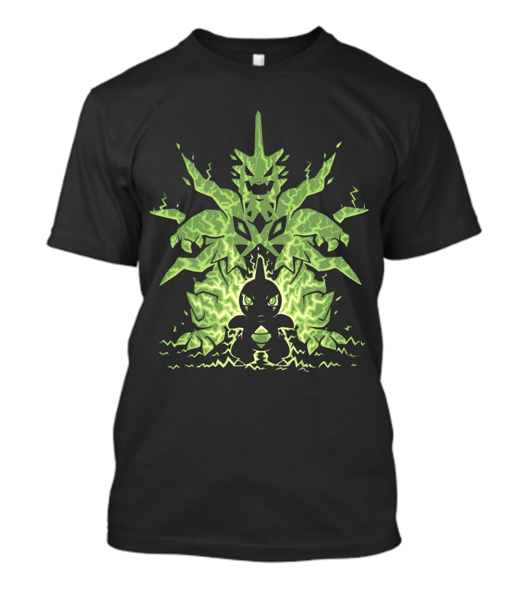 Evolution Pokemon Mega Tyranitar Larvitar Lightning Transformation T-Shirt