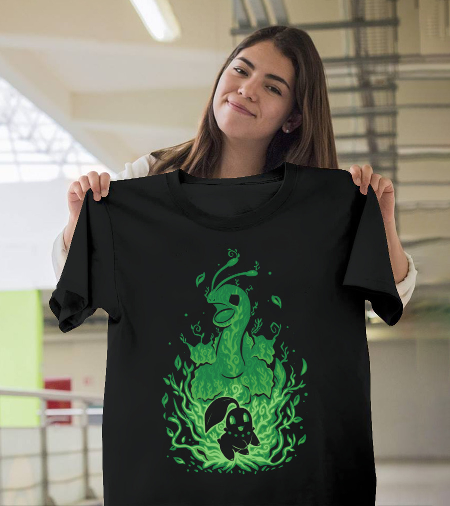 Evolution Pokemon Meganium Chikorita Glowing Green T-Shirt