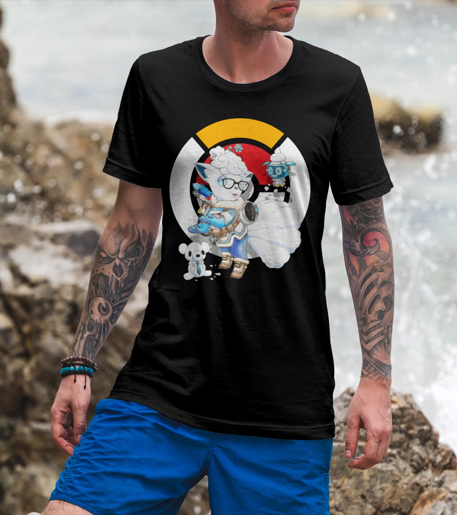 Pokemon X Overwatch Alolan Vulpix With Mei Winter T-Shirt