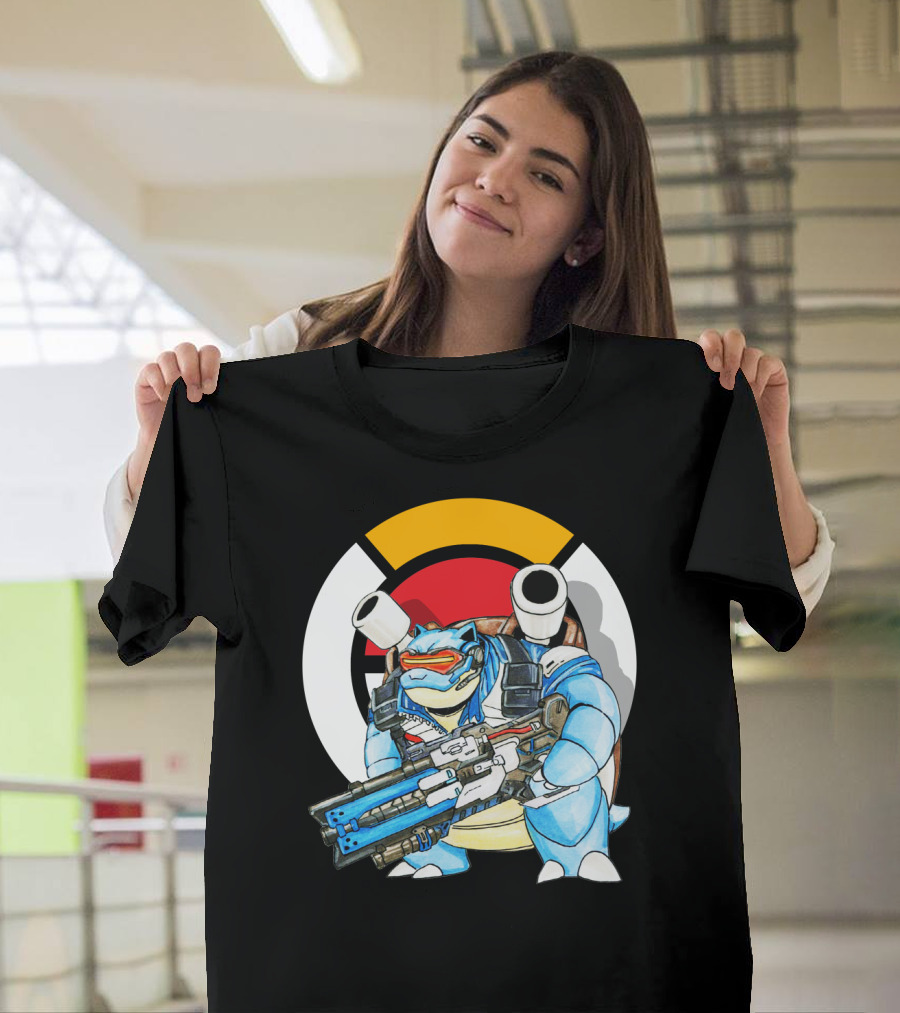 Pokemon X Blastoise X Soldier76 Crossover Fusion T-Shirt