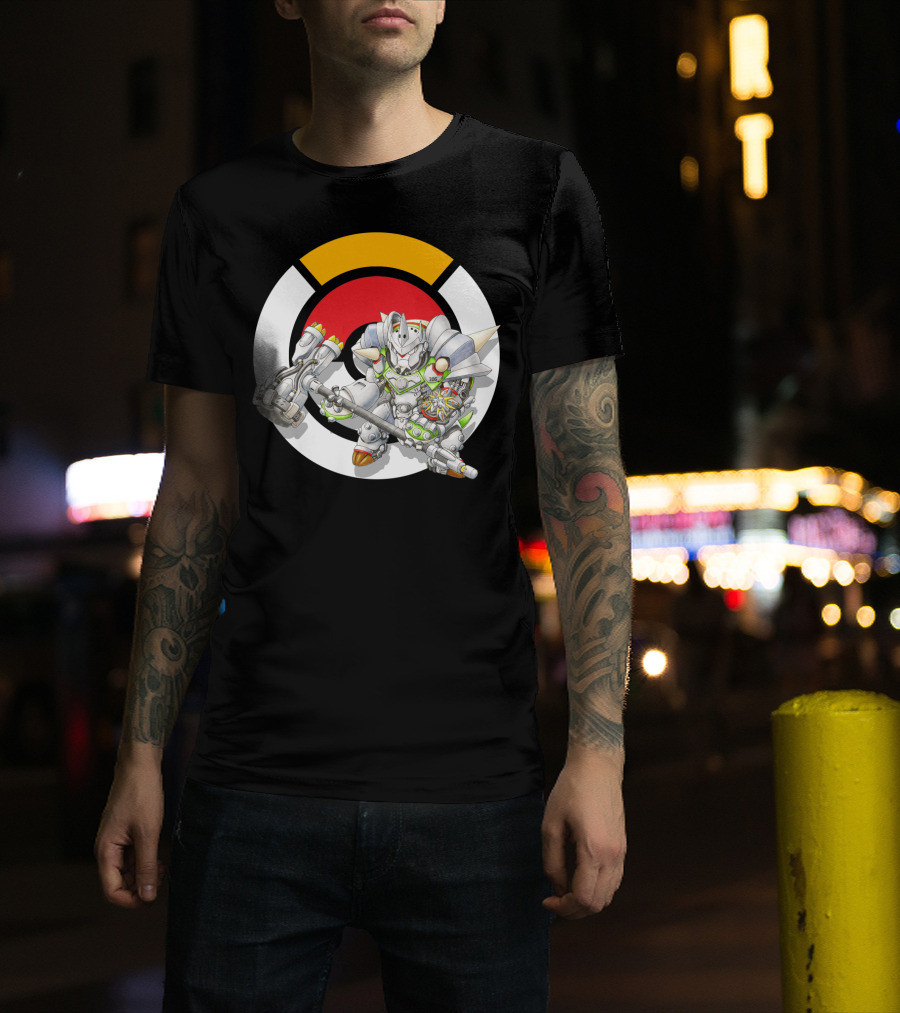 Pokemon X Overwatch Chesnaught Reinhardt Crossover Battle Armor T-Shirt