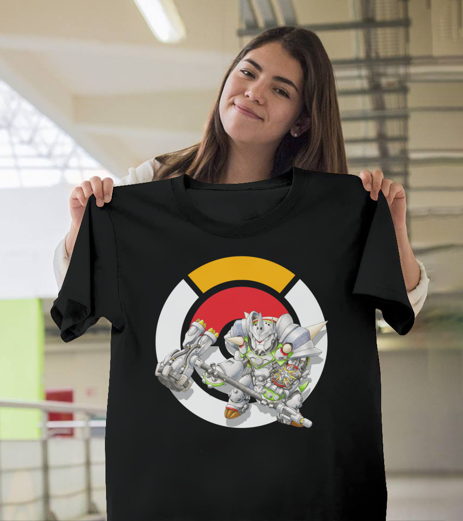 POKEMON X OVERWATCH CHESNAUGHT REINHARDT CROSSOVER BATTLE ARMOR T-Shirt