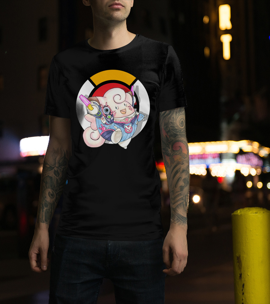Pokemon Clefairy Overwatch D.va Crossover T-Shirt