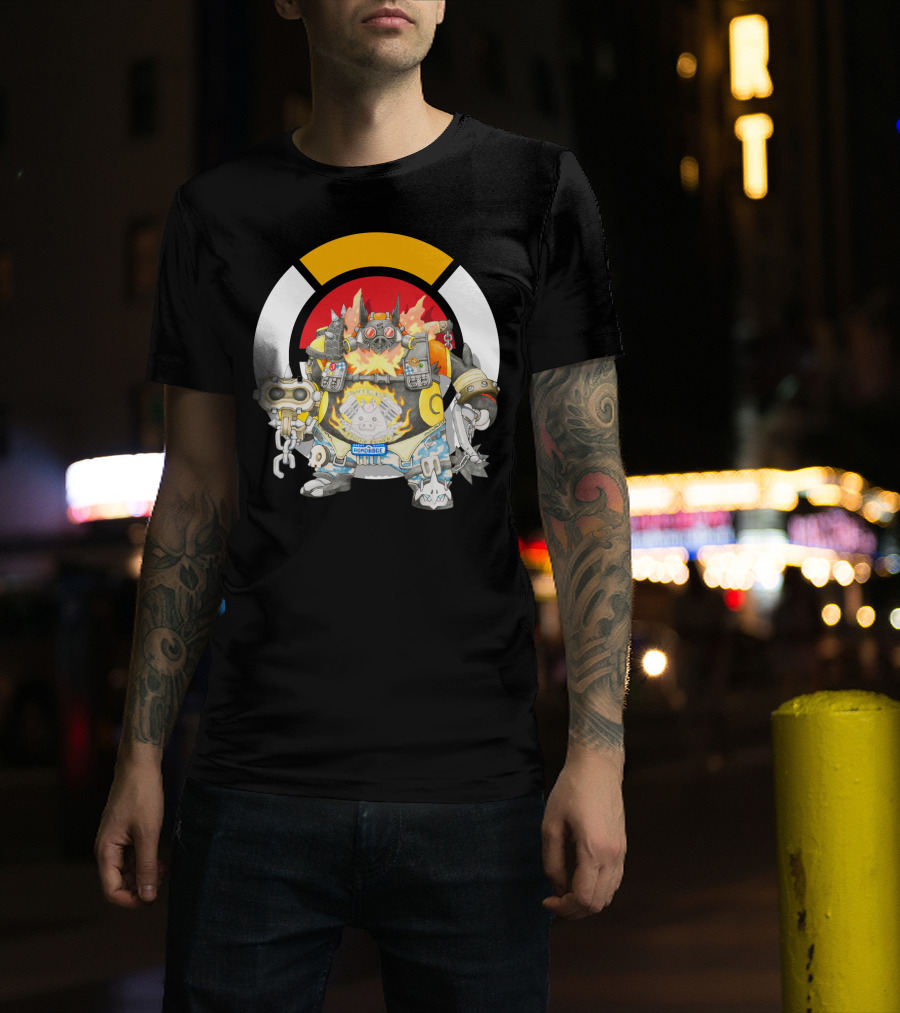 Pokemon X Overwatch Emboar Roadhog Mashup T-Shirt