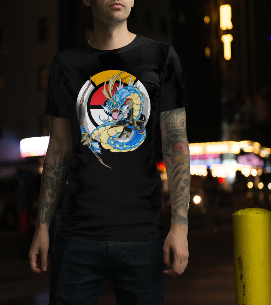 Pokemon Gyarados Hanzo Crossover Bow And Sword Mashup T-Shirt