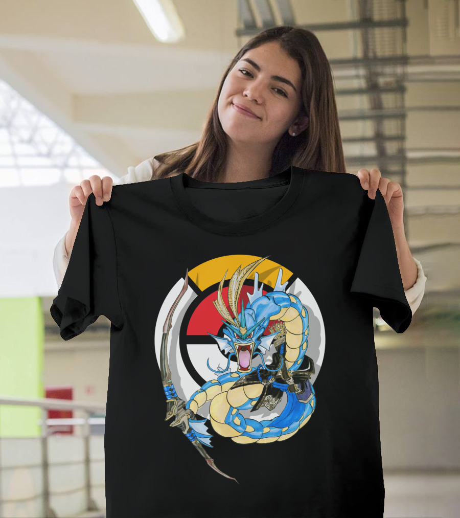 Pokemon Gyarados Hanzo Crossover Bow And Sword Mashup T-Shirt