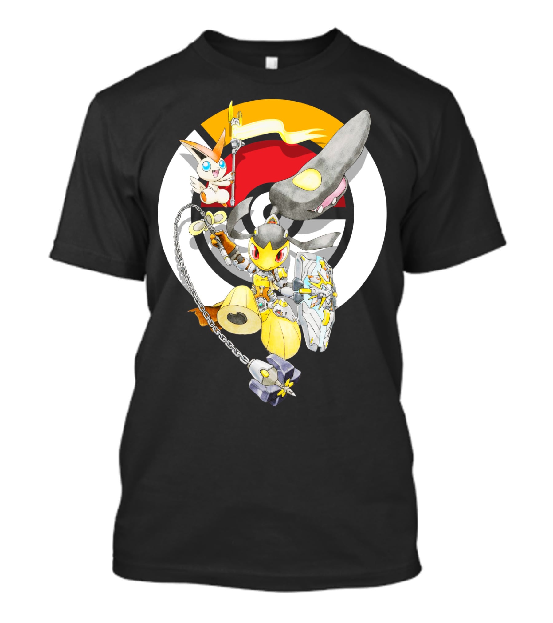 Pokemon Mawile Victini Fusion X Brigitte Crossover Battle Pose T-Shirt