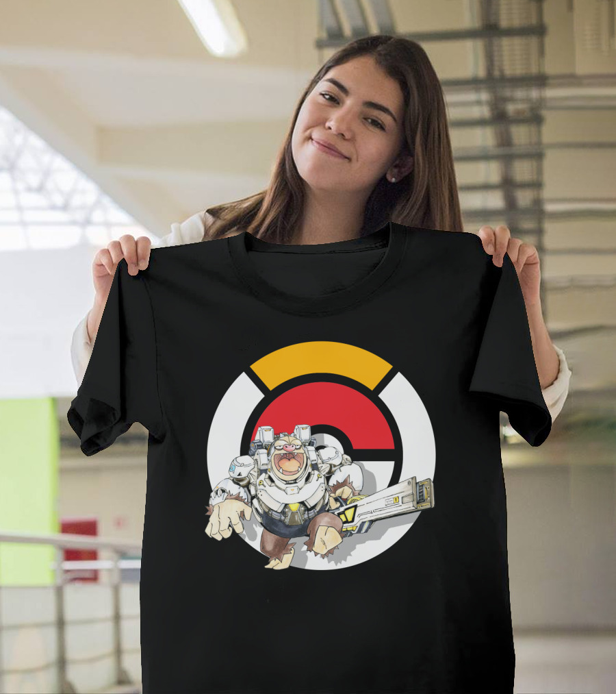 POKEMON X OVERWATCH SLAKING WINSTON Crossover T-Shirt