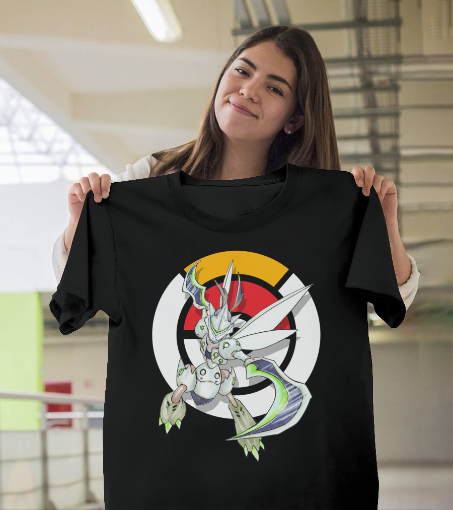 POKEMON X OVER SCYTHER X GENJI Logo Collaboration with Iconic Fusion Character T-Shirt