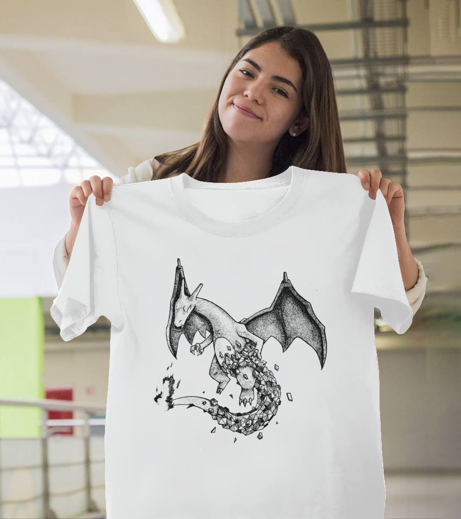 Geometric Charizard Pokemon Crystal Fragmented T-Shirt