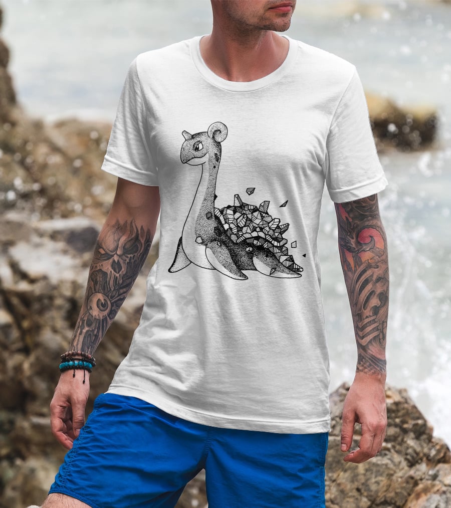 Geometric Style Lapras Pokemon Sketch T-Shirt