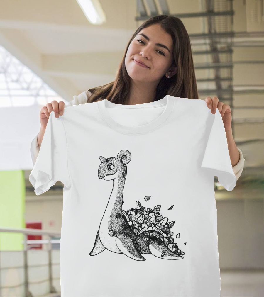 Geometric Style Lapras Pokemon Sketch T-Shirt