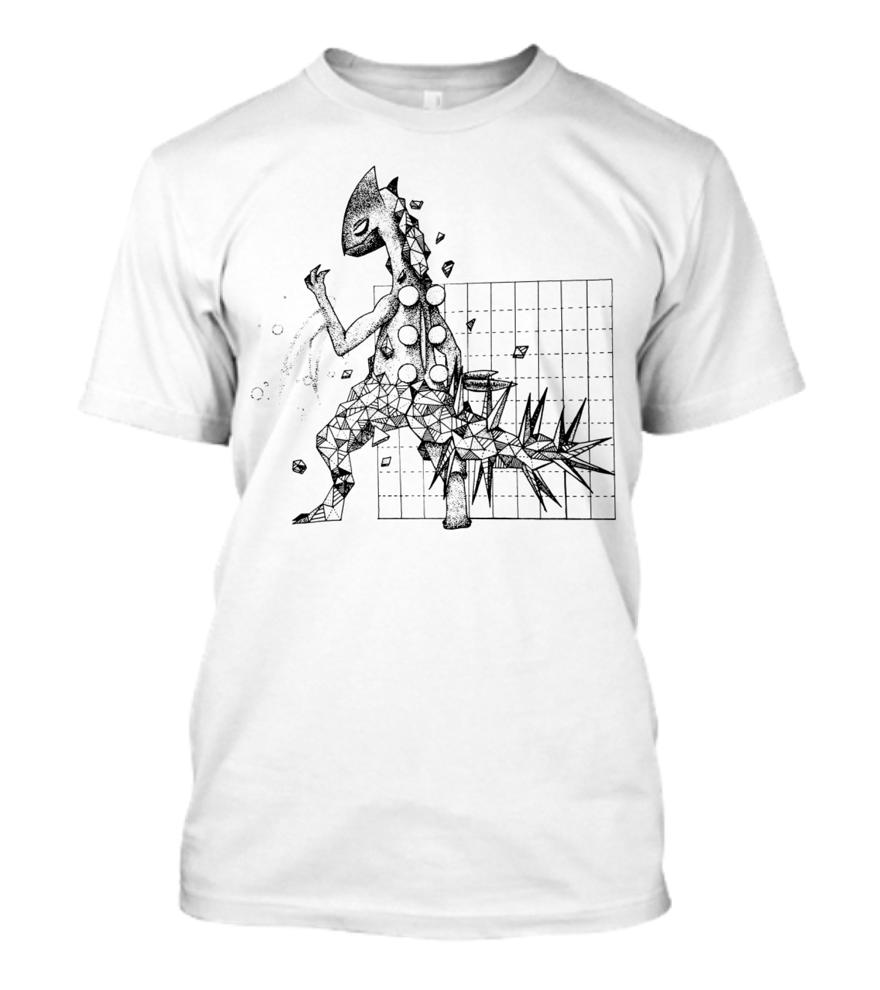 Geometric Pokemon Sceptile Dotwork Art With Spiky Tail T-Shirt