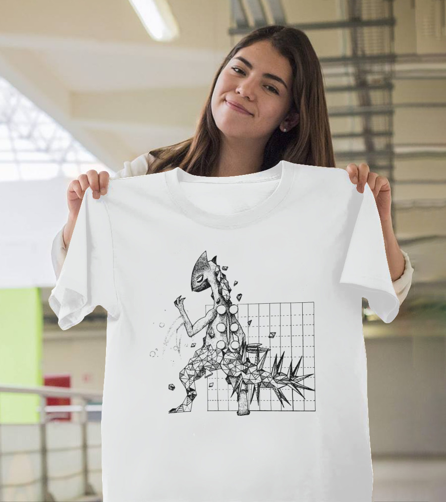 Geometric Pokemon Sceptile Dotwork Art With Spiky Tail T-Shirt