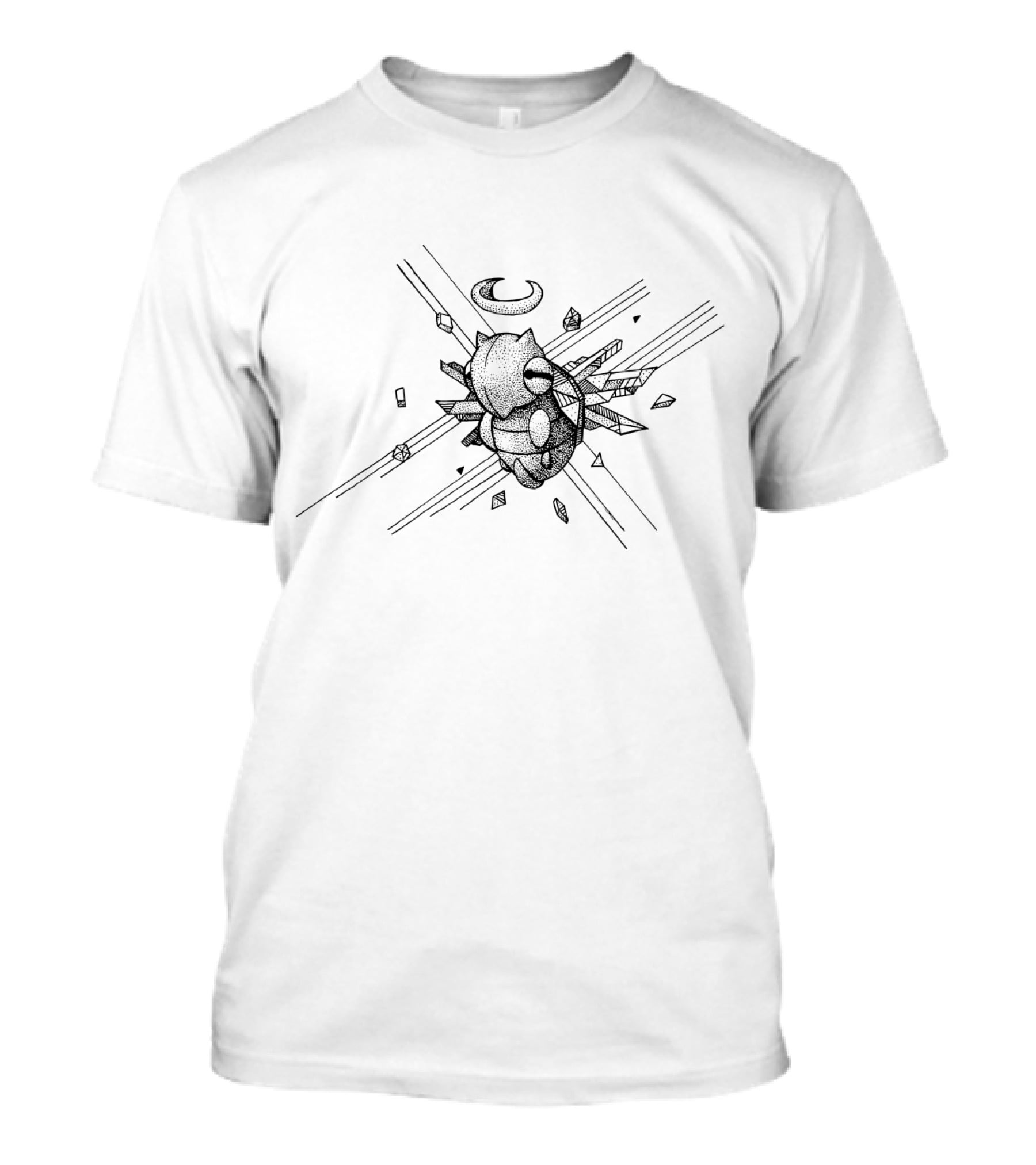 Geometric Pokemon Shedinja With Graphic Lines And Crystals T-Shirt