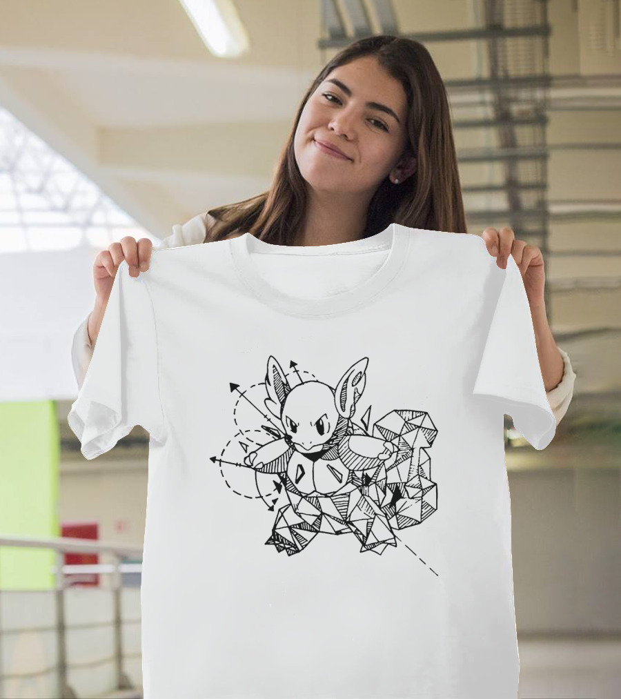 Geometric Pokemon Wartortle Sketch T-Shirt