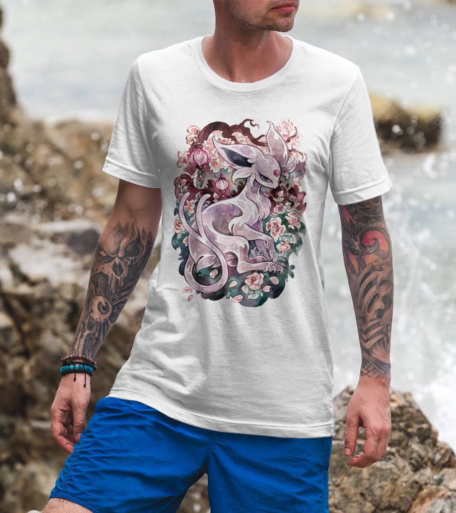 Watercolor Pokemon Espeon IN Floral Ornaments T-Shirt