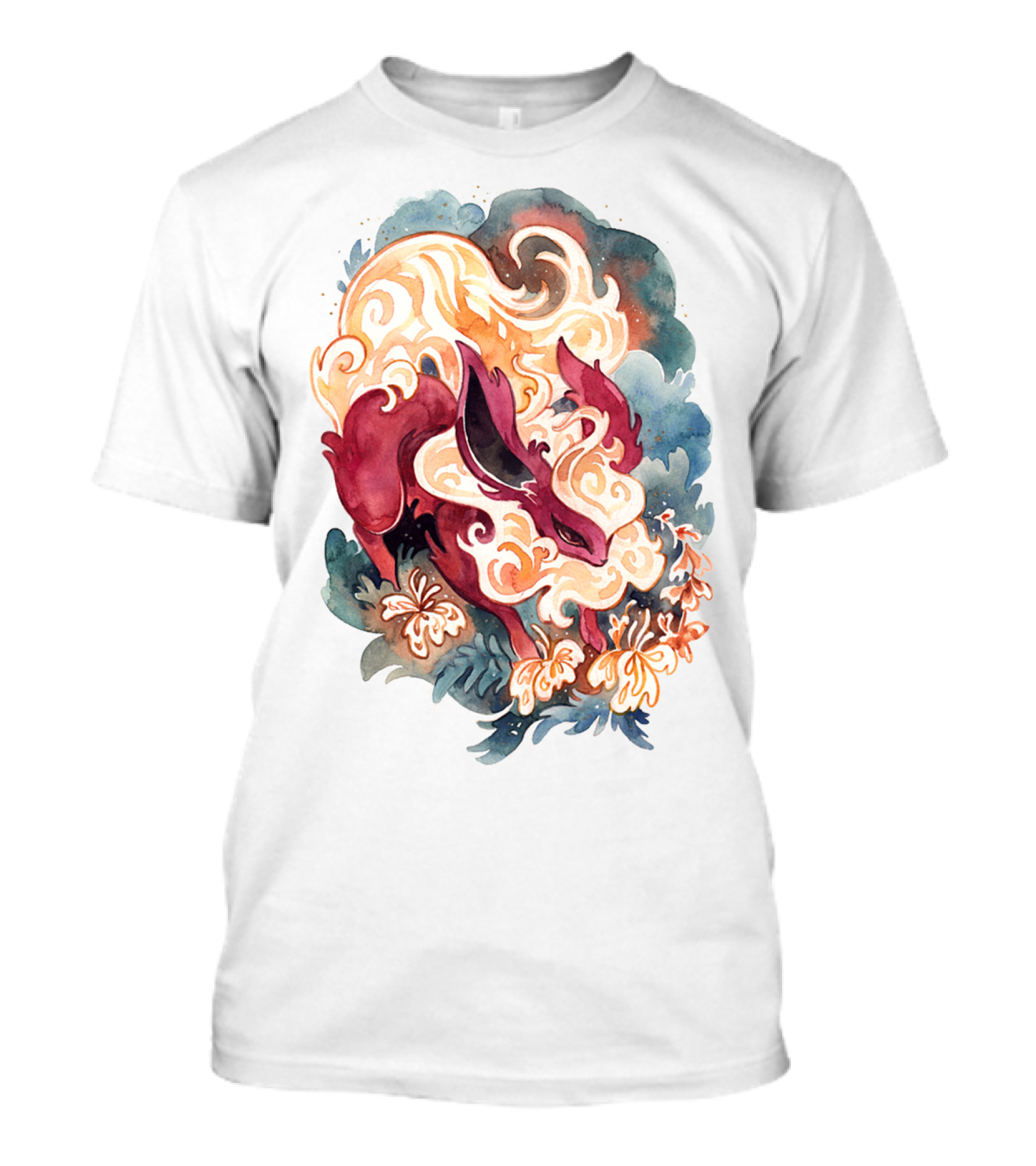 Watercolor Pokemon Flareon Smoke And Flames T-Shirt