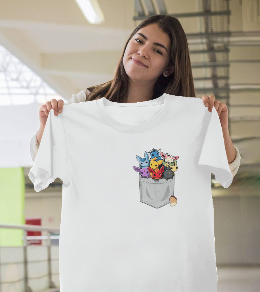 Eeveelution Pokemon Pocket Cute Character Collection T-Shirt