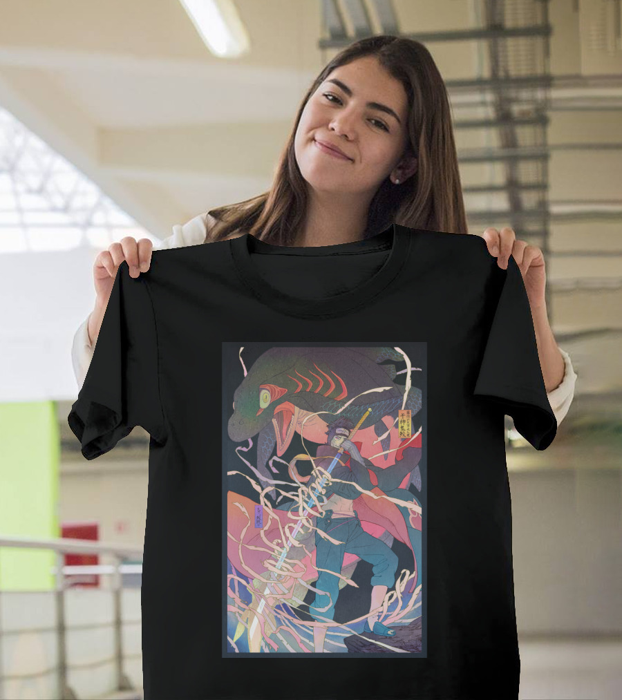 Kisame Sword Wielding Character With Giant Shark And Energy Swirls T-Shirt