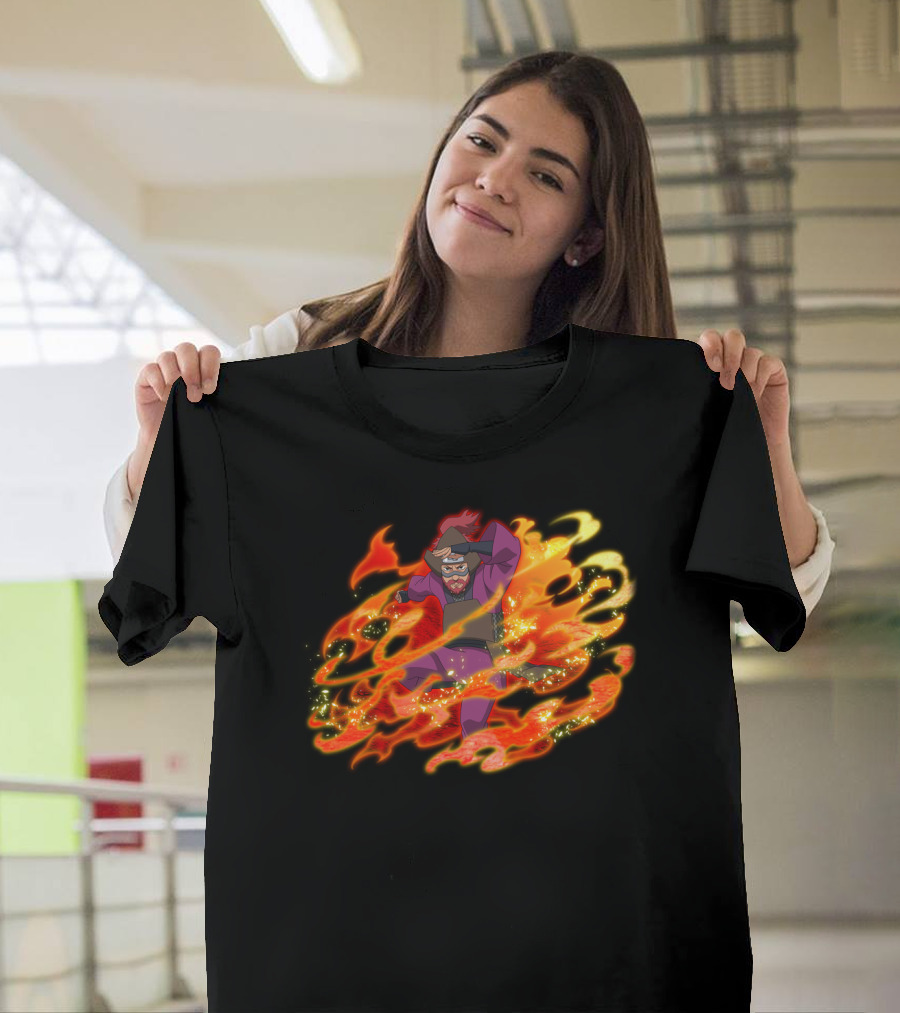 Roshi Fire Aura Anime Character Red And Purple T-Shirt
